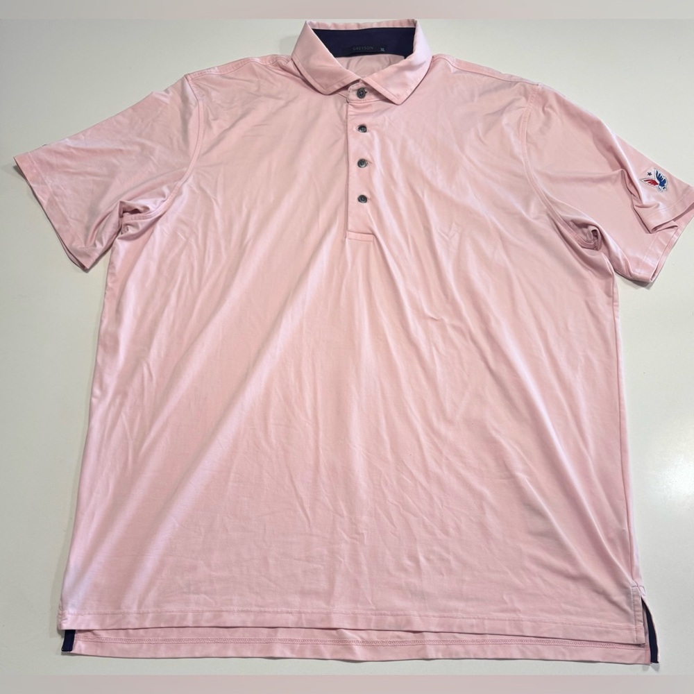 Greyson Men’s Polo Shirt Folds Of Honor Patriot Golf Club Logos Size XLG Pink